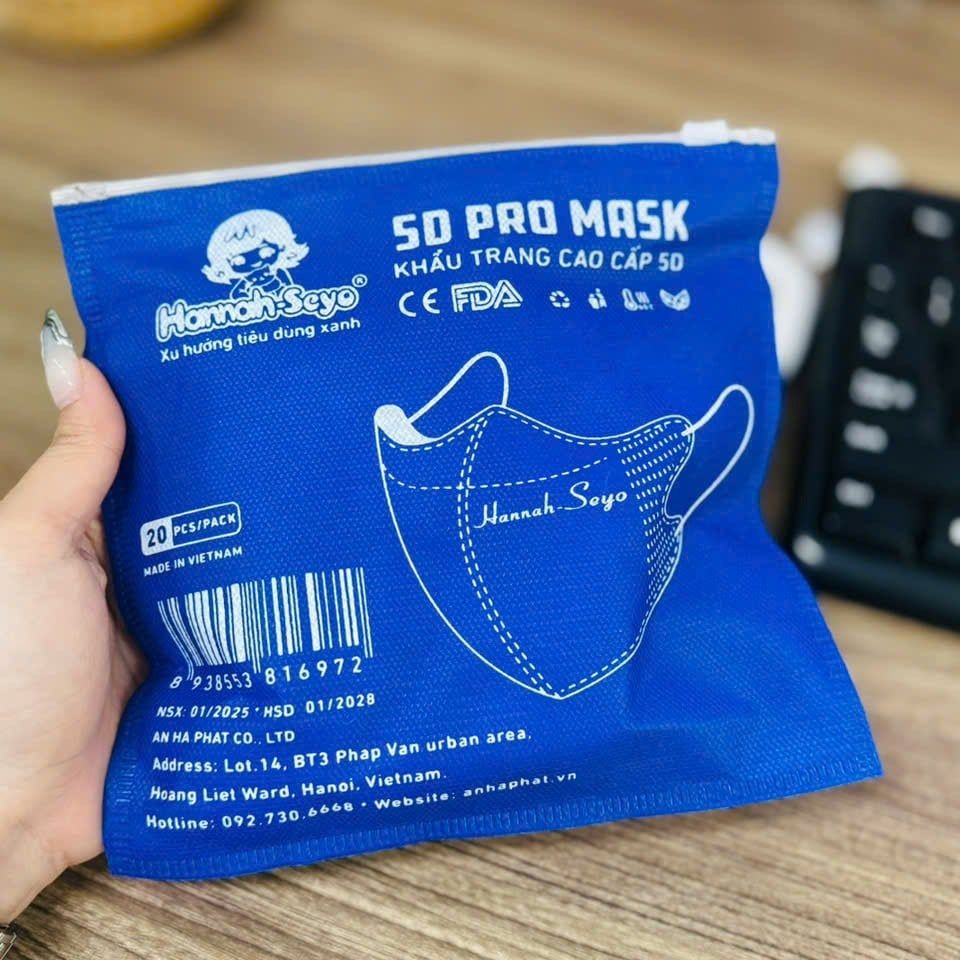 Khẩu Trang Cao Cấp 5D Hannah Seyo - Set 20 Cái