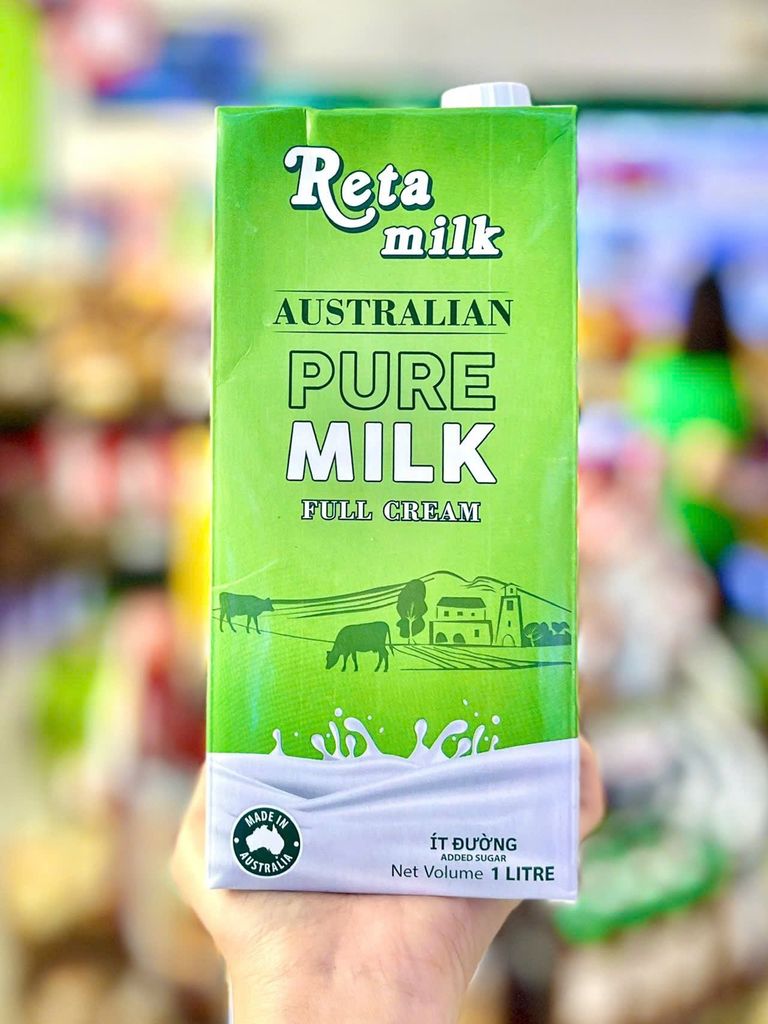 Sữa Tươi Úc Tiệt Trùng Nguyên Kem Reta Milk - 1L (ít đường)