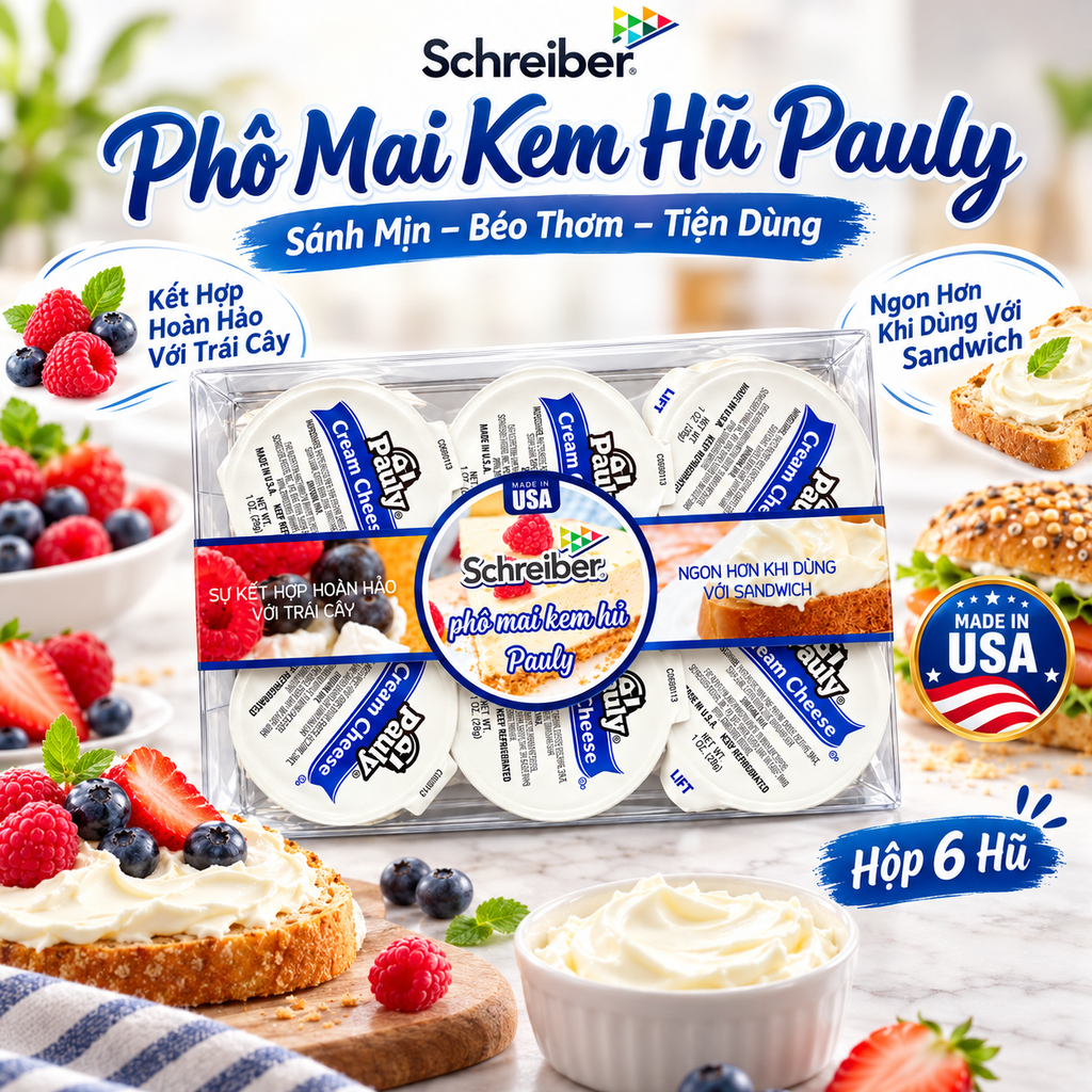 Lốc 6 Hộp Phô Mai Kem Hũ Schreiber Pauly Mỹ - 6 Hộp x 28g