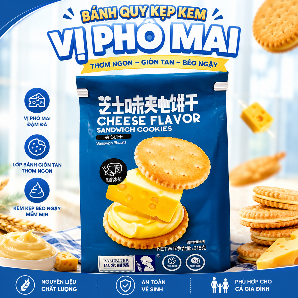 Bánh Quy Sandwich Vị Phô Mai - 218g