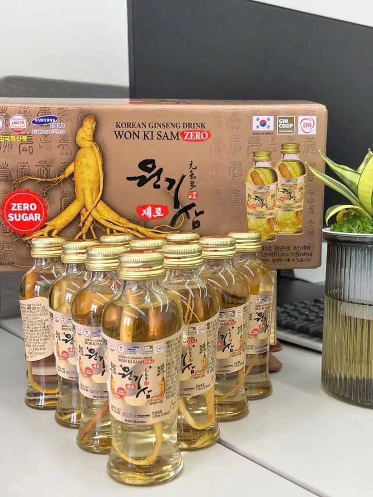 Nước Sâm Củ Won Ki Sam Không Đường - 10 chai x 120ml