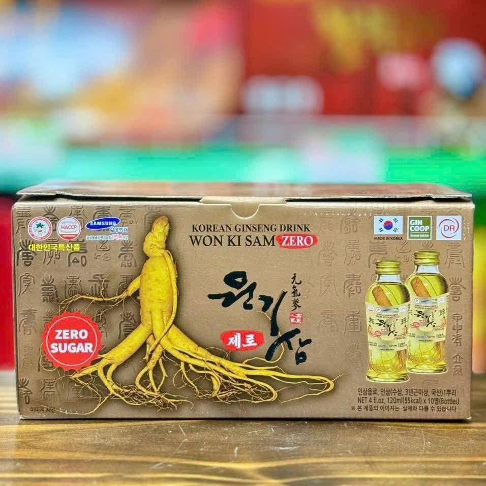 Nước Sâm Củ Won Ki Sam Không Đường - 10 chai x 120ml