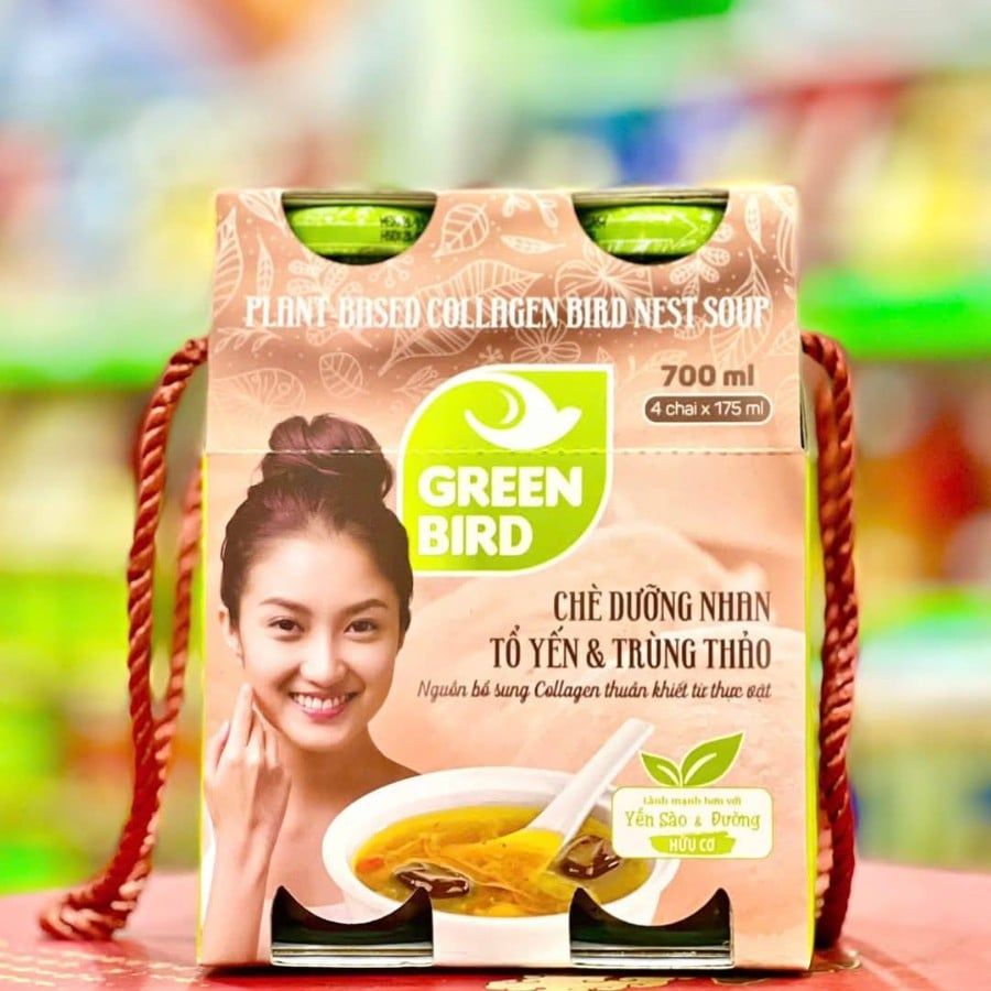 Nước Yến Sào Dưỡng Nhan & Đông Trùng Green Bird– Lốc 4 x 185m