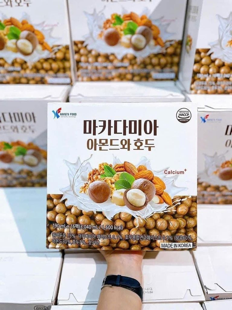 Sữa Hạt Macca Hạnh Nhân Óc Chó Canxi Hàn Quốc - Thùng 190ml x 16 Hộp