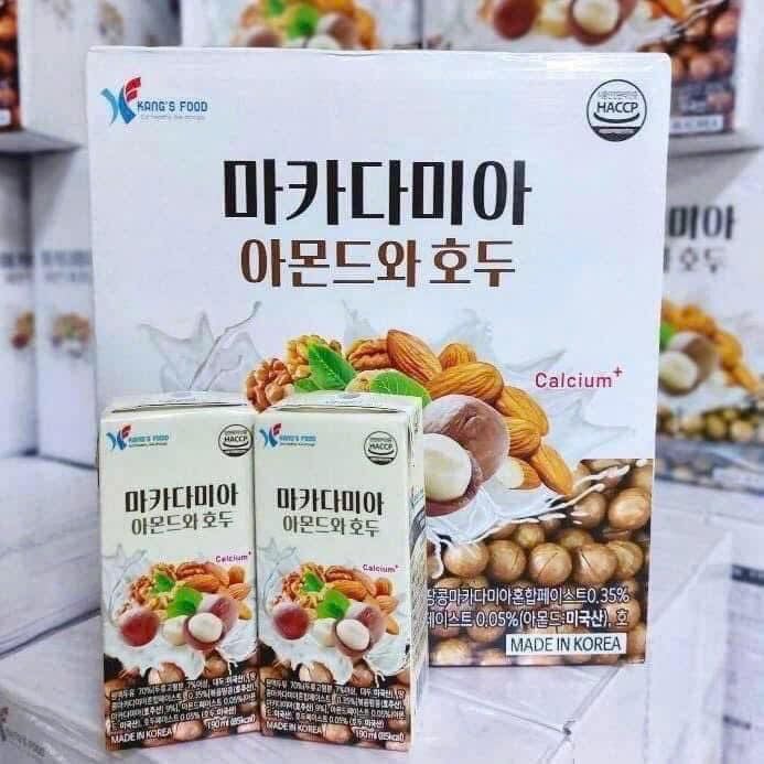 Sữa Hạt Macca Hạnh Nhân Óc Chó Canxi Hàn Quốc - Thùng 190ml x 16 Hộp