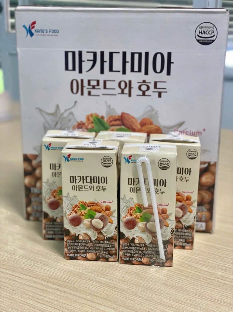 Sữa Hạt Macca Hạnh Nhân Óc Chó Canxi Hàn Quốc - Thùng 190ml x 16 Hộp
