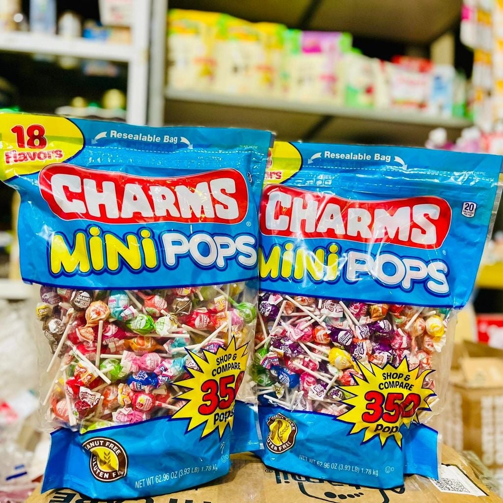 Combo 10 Cây Kẹo Mút Hương  Trái Cây Tổng Hợp Charms Mini Pops Mỹ