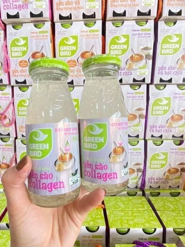 Nước Yến Sào Collagen Green Bird - Lốc 4 chai x 185ml