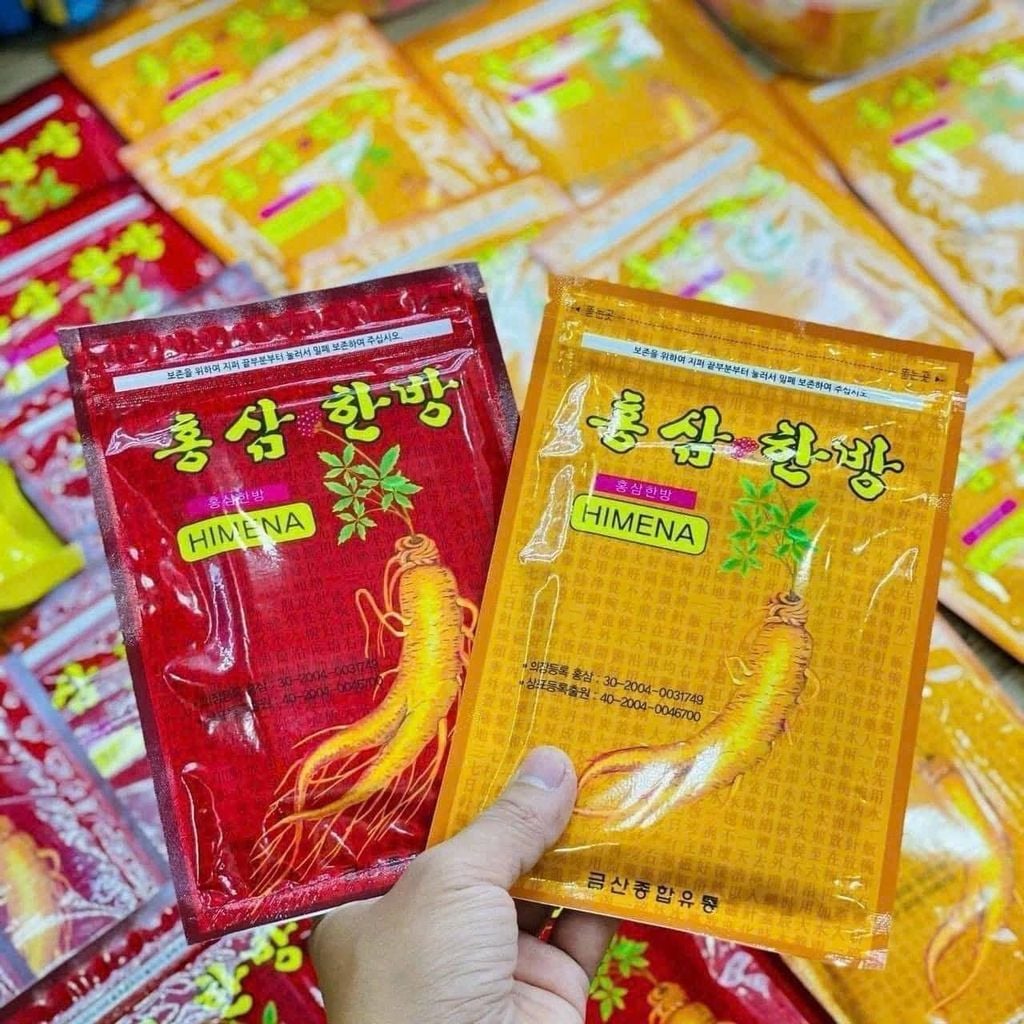 Cao Dán Hồng Sâm Himena Hàn Quốc Vàng & Đỏ – Gói 20 Miếng