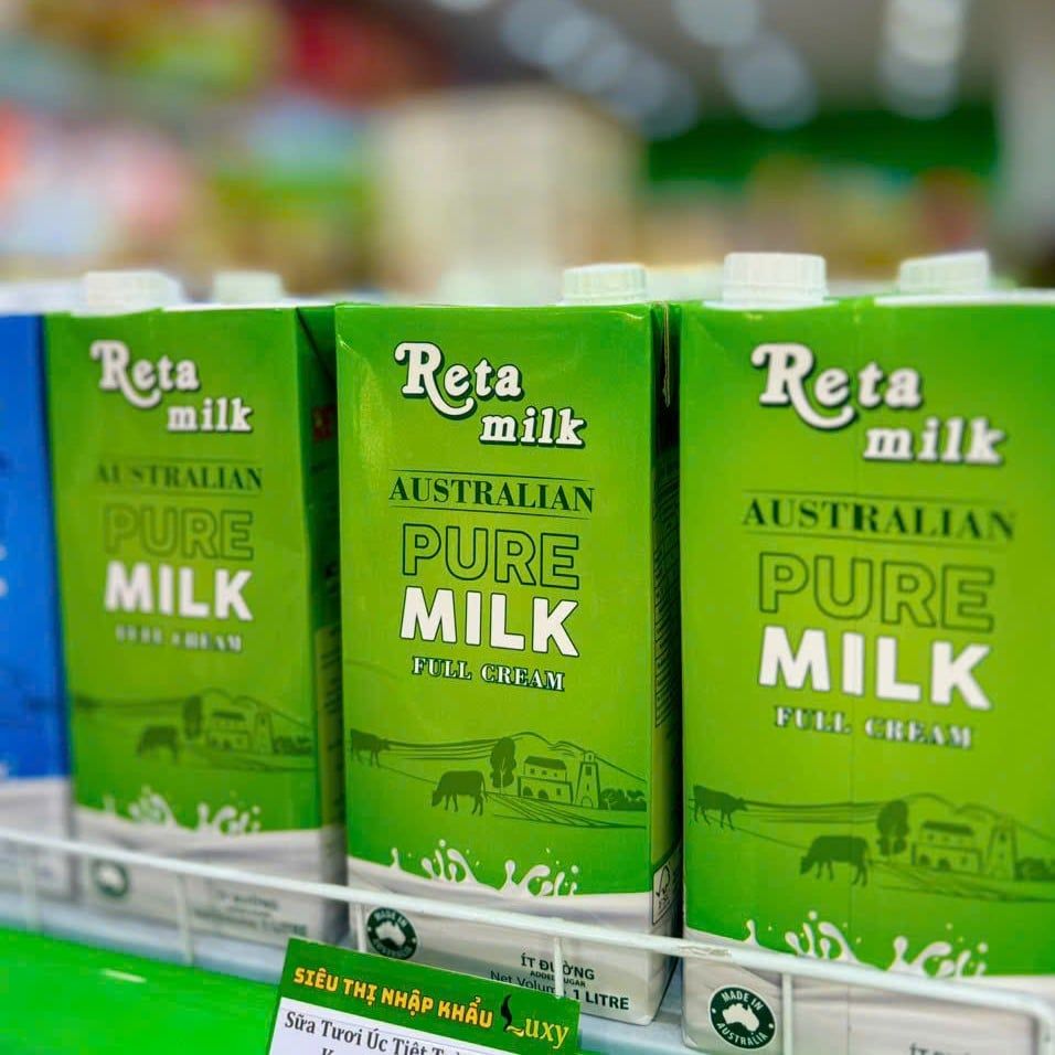 Sữa Tươi Úc Tiệt Trùng Nguyên Kem Reta Milk - 1L (ít đường)