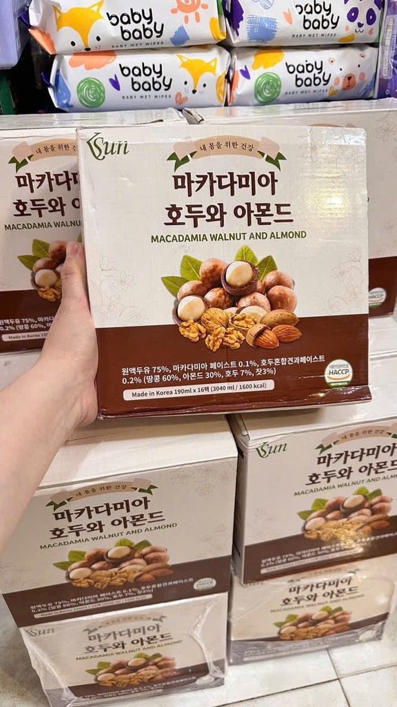 Sữa Hạt Maca Óc Chó Và Hạnh Nhân Hàn Quốc - 190ml X 16 Hộp