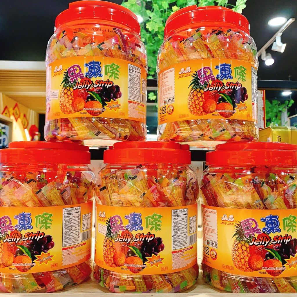 Hũ Thạch Trái Cây Jinjin Jelly Strip - Hộp 1000g