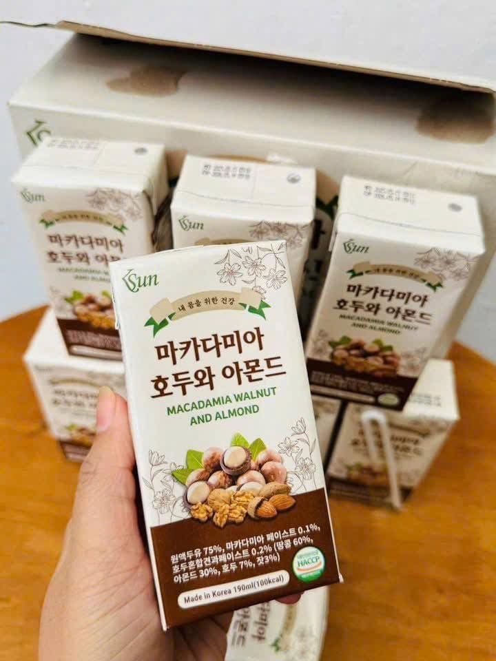 Sữa Hạt Maca Óc Chó Và Hạnh Nhân Hàn Quốc - 190ml X 16 Hộp