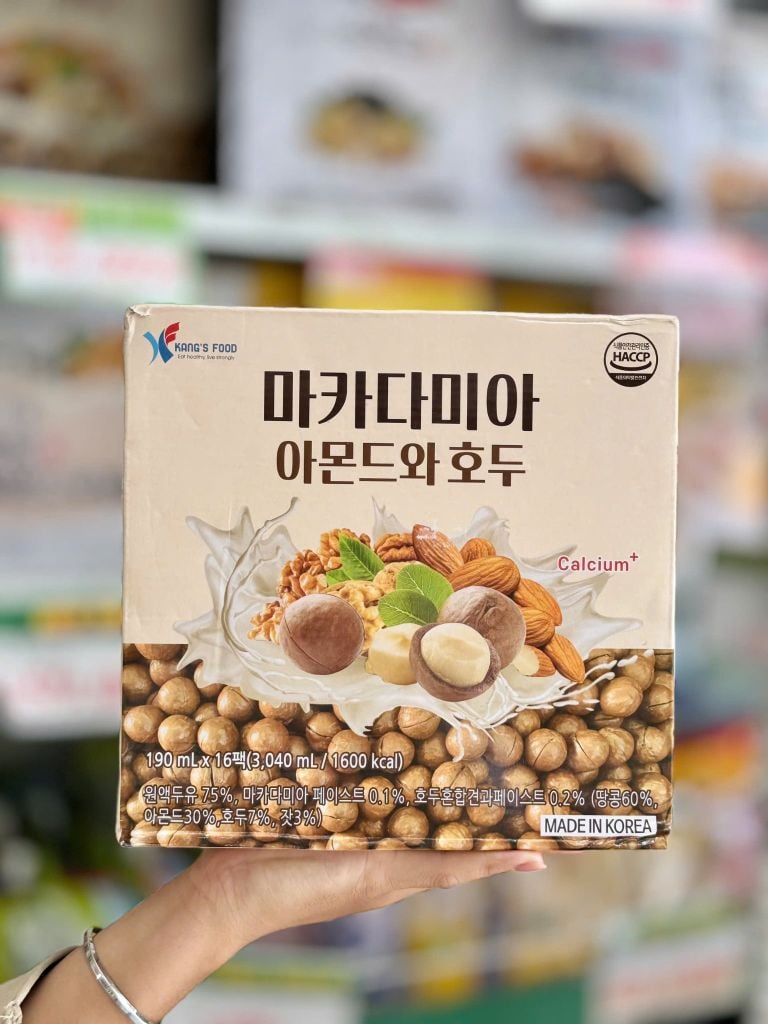 Sữa Hạt Macca Hạnh Nhân Óc Chó Canxi Hàn Quốc 190ml x 16 Hộp