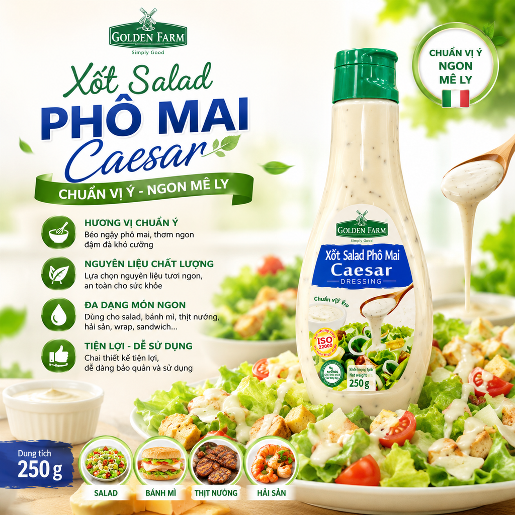Xốt Salad Phô Mai Caesar Dressing Golden Farm - 250ml