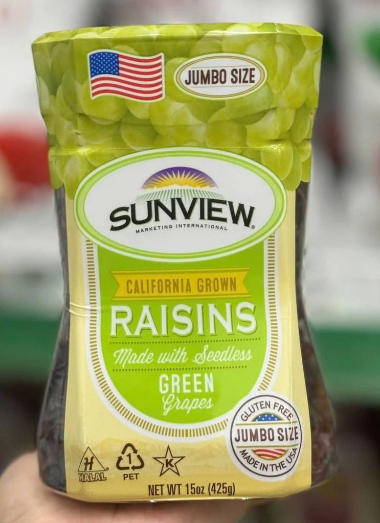 Nho Xanh Khô Sunview Jumbo Cao Cấp Mỹ – 425g