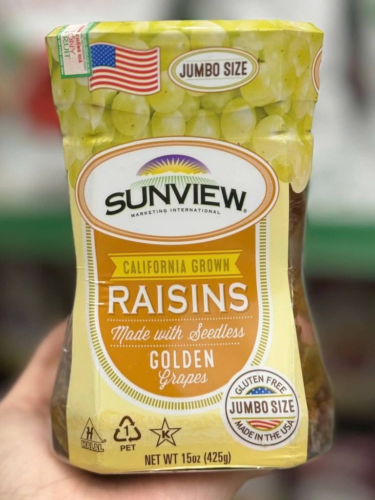 Nho Vàng Khô Sunview Jumbo Cao Cấp Mỹ – 425g