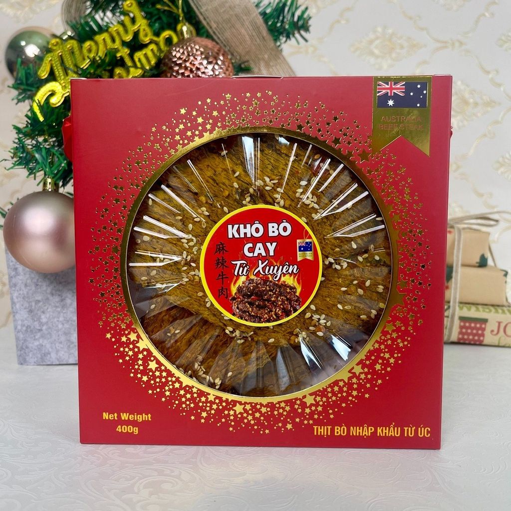 Khô Bò Úc Cay Tứ Xuyên Hộp Tia Chớp Cao Cấp – 400g