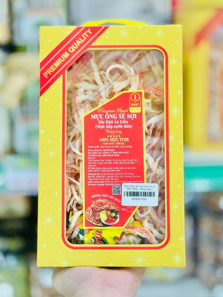 Mực Ống Xé Sợi Hấp Dừa Tết 2026 – 400g