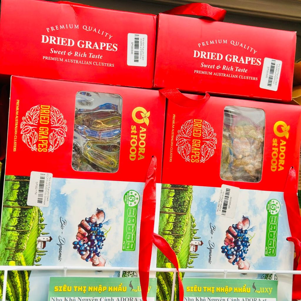 Nho Khô Nguyên Cành Adora St Food Úc Thompson - Hộp 1Kg