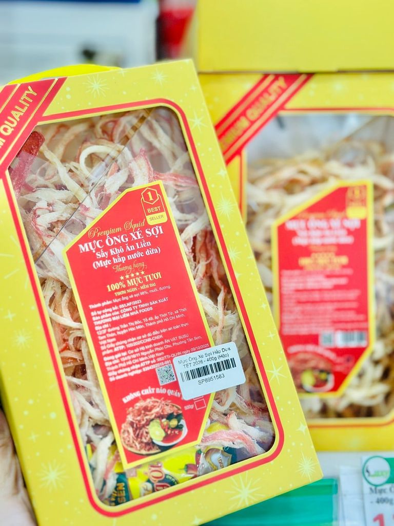 Mực Ống Xé Sợi Hấp Dừa Tết 2026 – 400g
