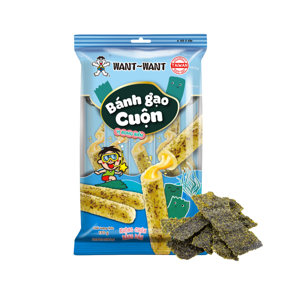 Bánh Gạo Cuộn Want Want - 170g (Vị Rong Biển, Vị Trứng Muối, Vị Bắp)