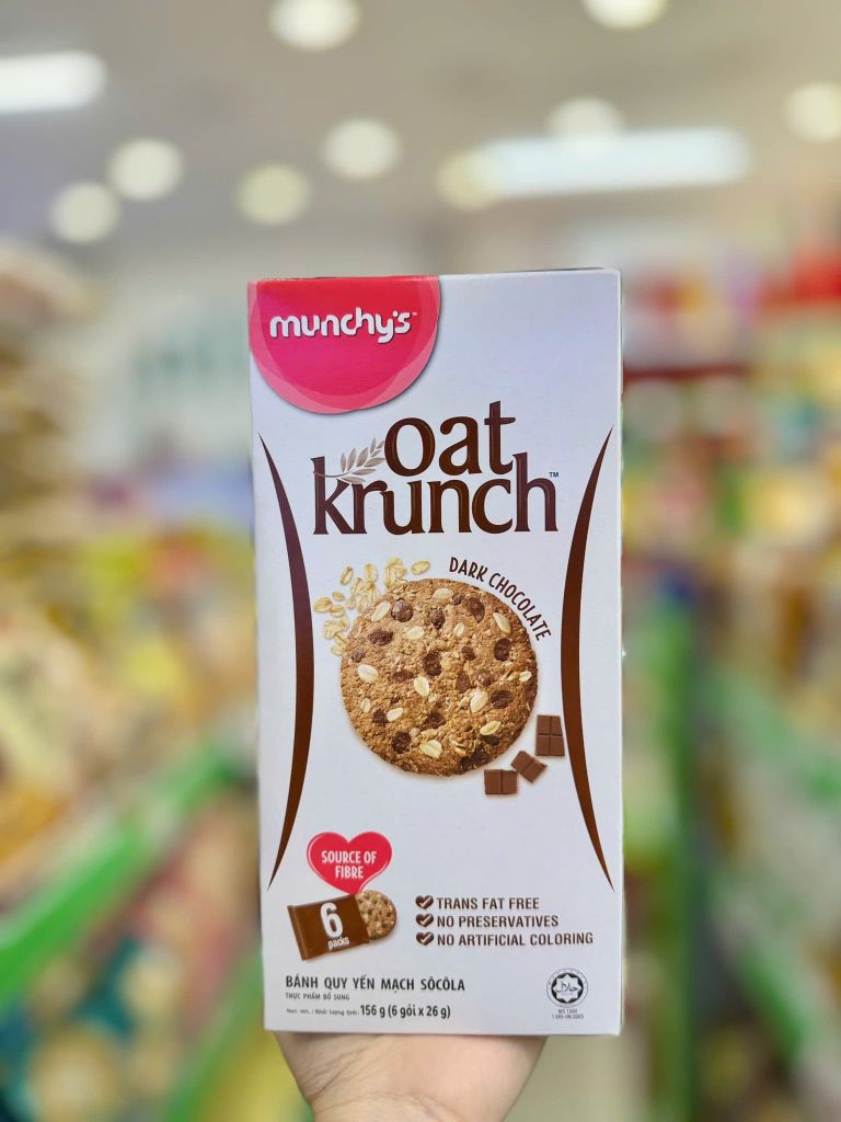 Bánh Yến Mạch Munchy's Oat Krunch Dark Chocolate - 6 gói x 156g