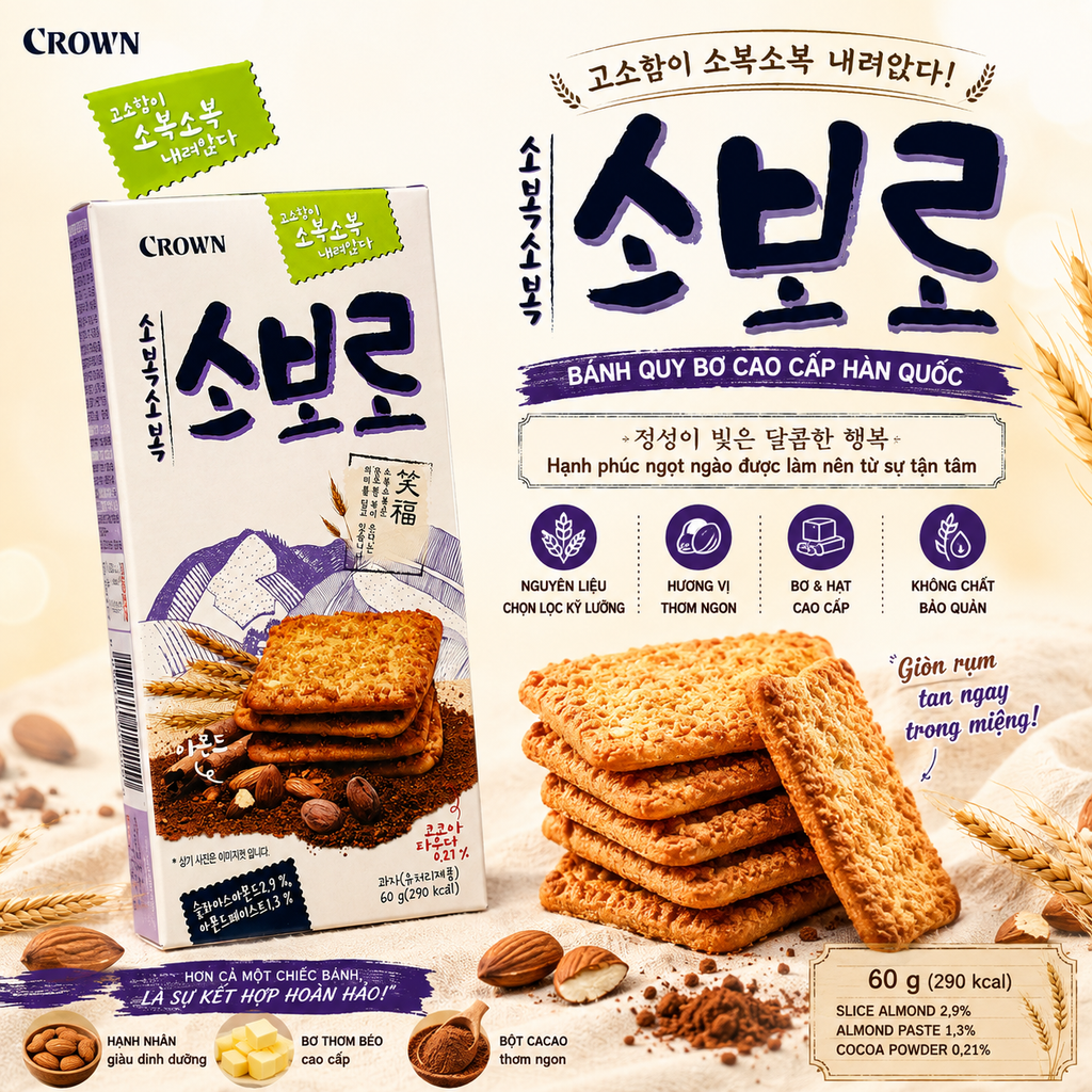 Bánh Quy Giòn Vị Cafe Crown Hàn Quốc