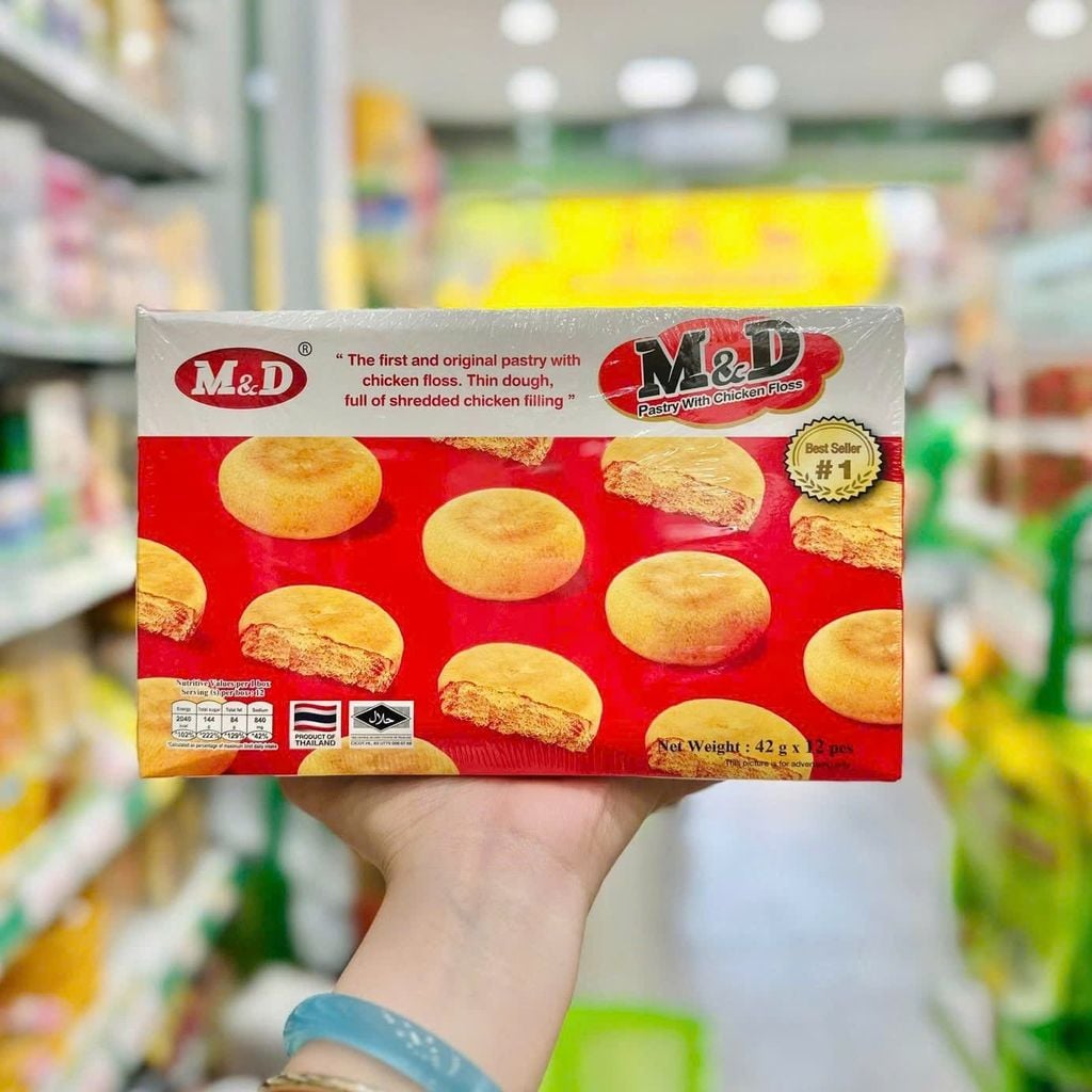 Bánh Jambon Gà Xé M&D - Hộp 42g x 12 Cái