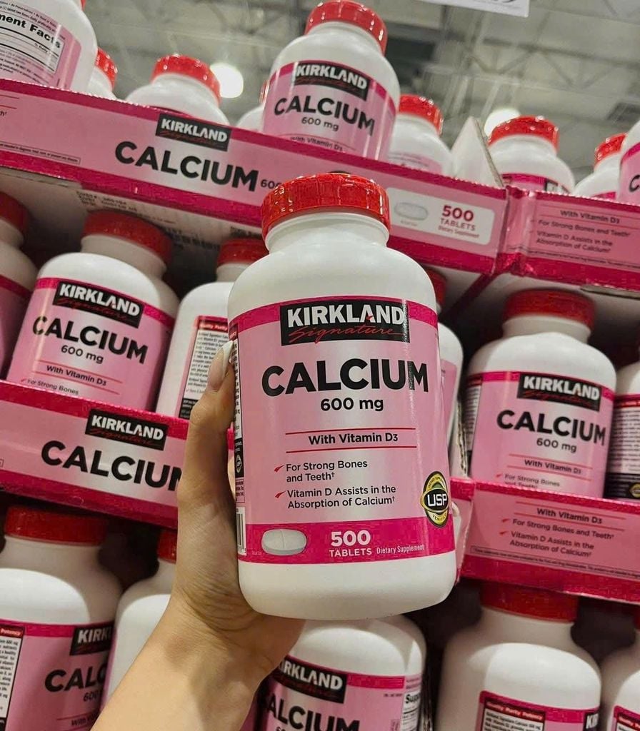 Viên Uống Calcium 600mg + D3 Kirkland - Hộp 500 Viên