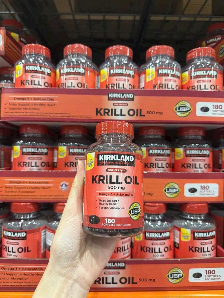 Viên Uống Dầu Nhuyễn Thể Kirkland Signature Krill Oil Mỹ – 500mg x 180 Viên