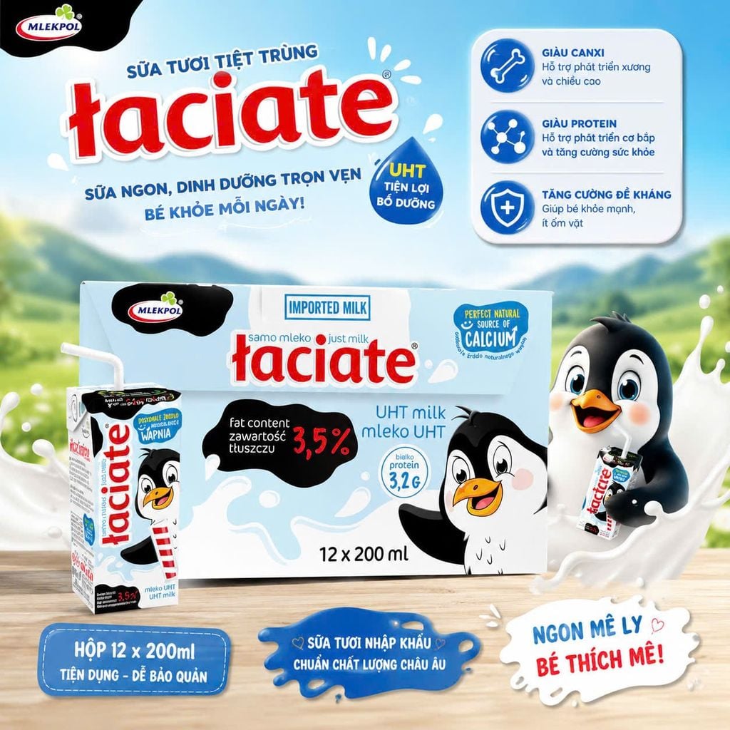 Sữa Ba Lan Mlekpol Łaciate 3.5% Chất Béo 200ml