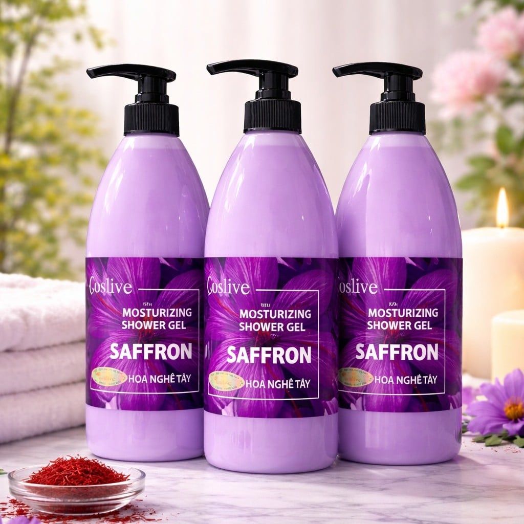 Gel Tắm Dưỡng Ẩm Tinh Chất Hoa Nghệ Tây Coslive - 700ML