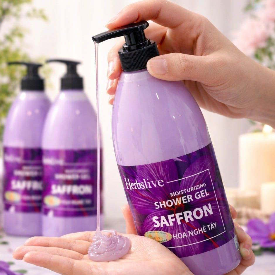 Gel Tắm Dưỡng Ẩm Tinh Chất Hoa Nghệ Tây Coslive - 700ML