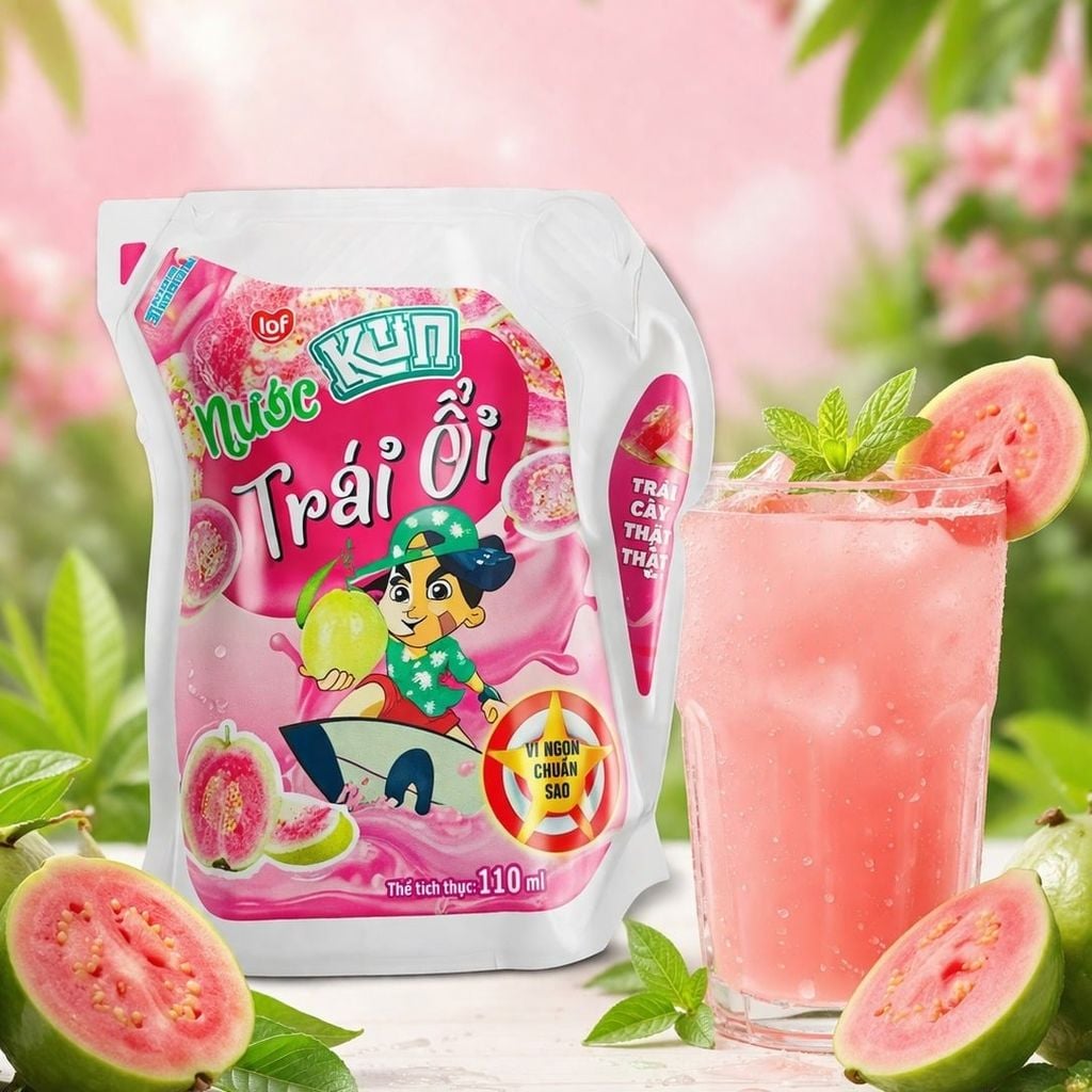 Nước Trái Cây Ổi Hồng Kun Thùng - 24 Gói x 110ml (Kèm Bao Lì Xì)