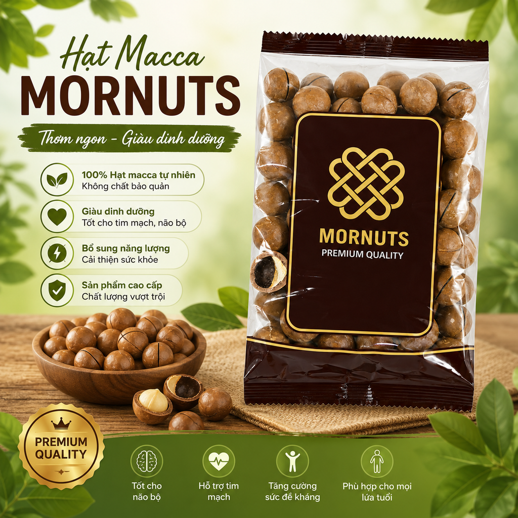 Hạt Macca Nứt Vỏ Mornuts - 500g
