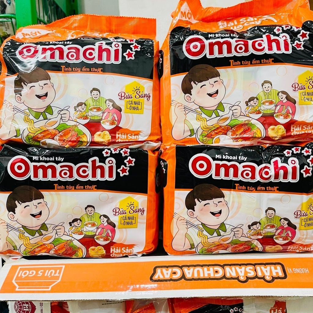 Mì Omachi Hải Sản Chua Cay - Lốc 5 Gói x 80g