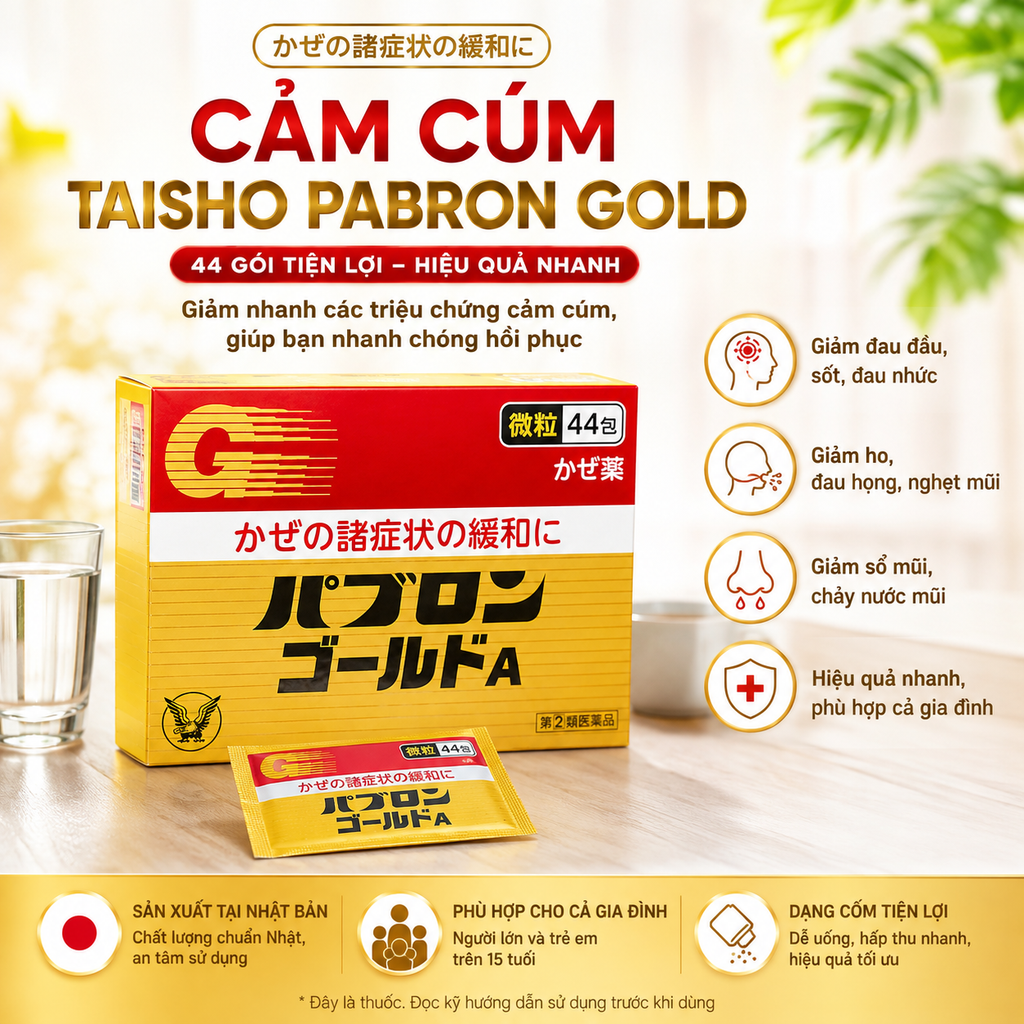 Cảm Cúm Taisho Pabron Gold A - Hộp 44 gói