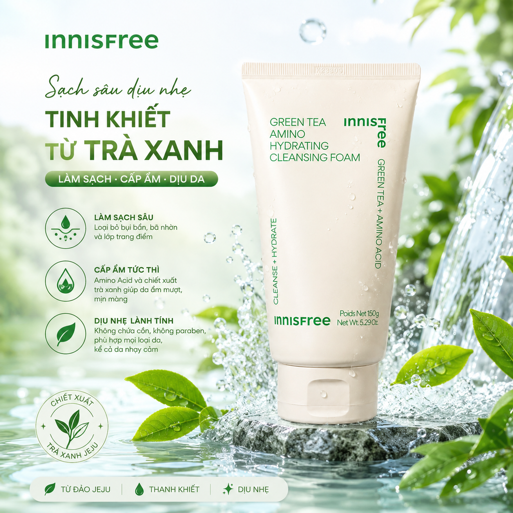 Sữa Rửa Mặt Innisfree Trà Xanh Green Tea - 150ml