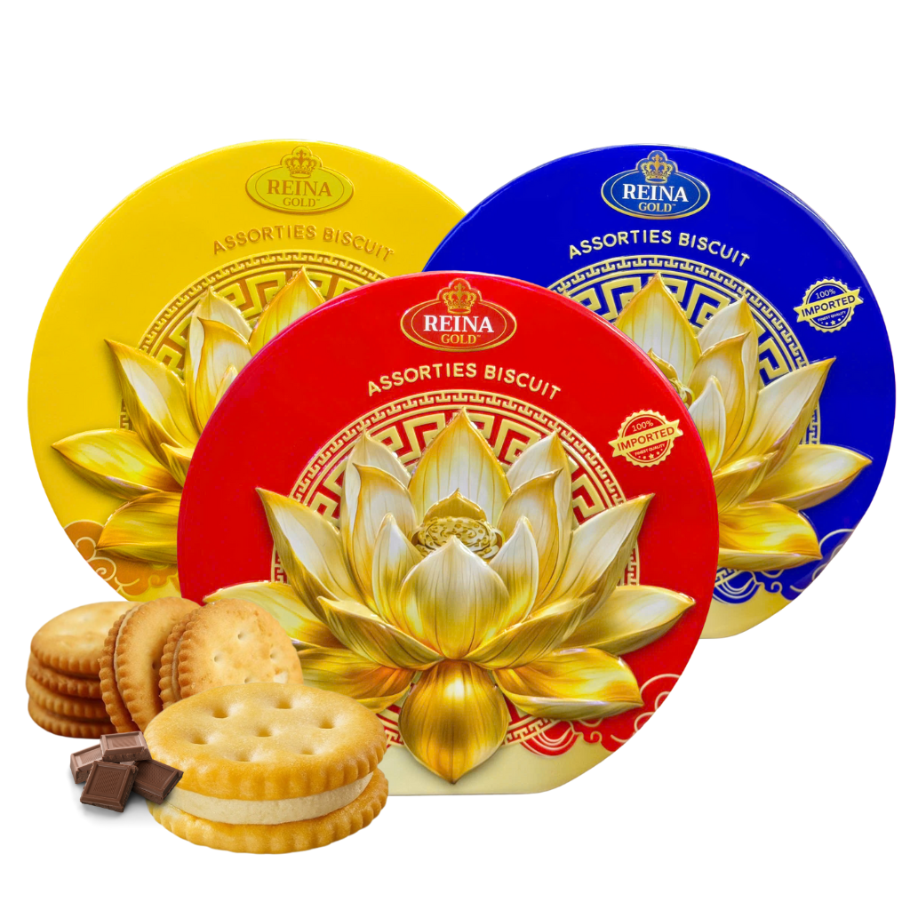Bánh Quy Thập Cẩm Hộp Thiếc Reina Gold Hoa Sen – 126g