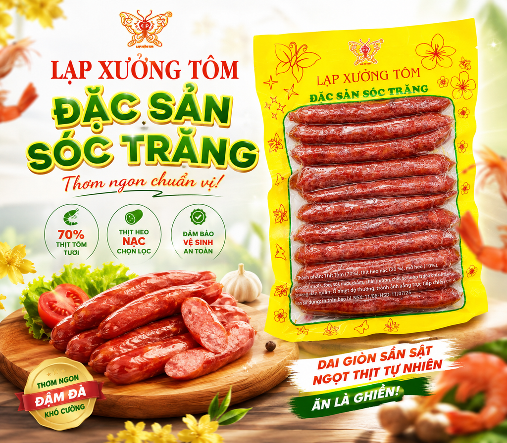 Lạp Xưởng Tôm Đặc Sản Sóc Trăng - 500g