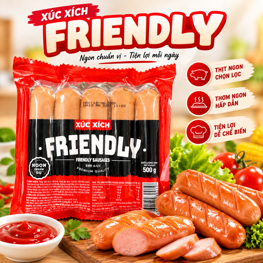 Xúc Xích Friendly Cao Cấp - Gói 500g