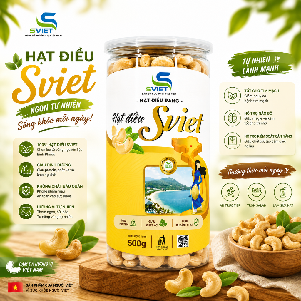 Hạt Điều Bóc Vỏ Sviet - Hũ 500g