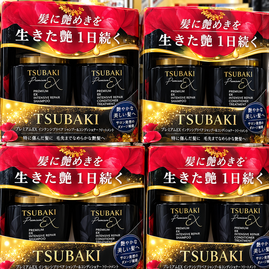 Bộ Gội Xả Phục Hồi Chuyên Sâu Tsubaki Premium Hương Hoa Trà - 450ml x 2 chai