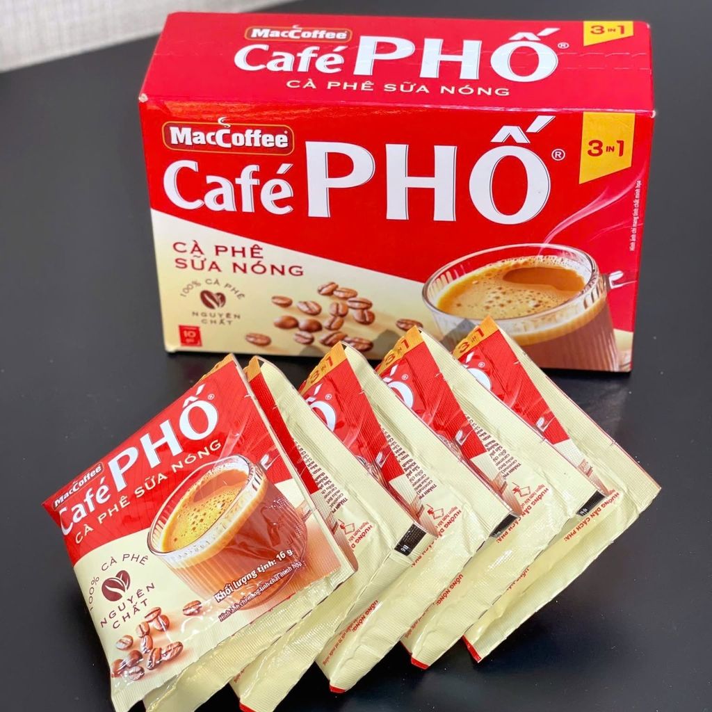 Cà Phê Sữa Phố 3 In 1 - 10 Gói x 16g - Tặng Kèm 1 Ly Thủy Tinh