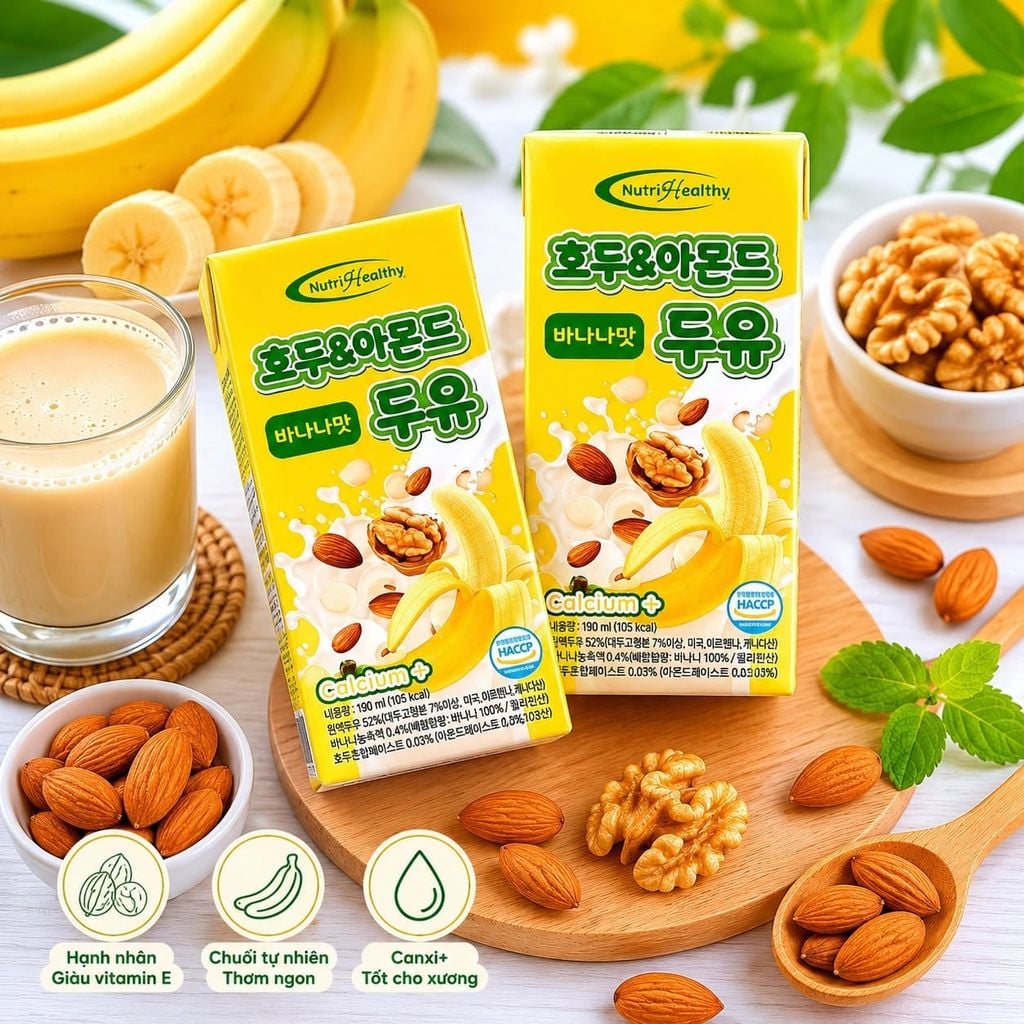 Sữa Óc Chó Hạnh Nhân Vị Chuối Nutri Healthy - Thùng 16 hộp