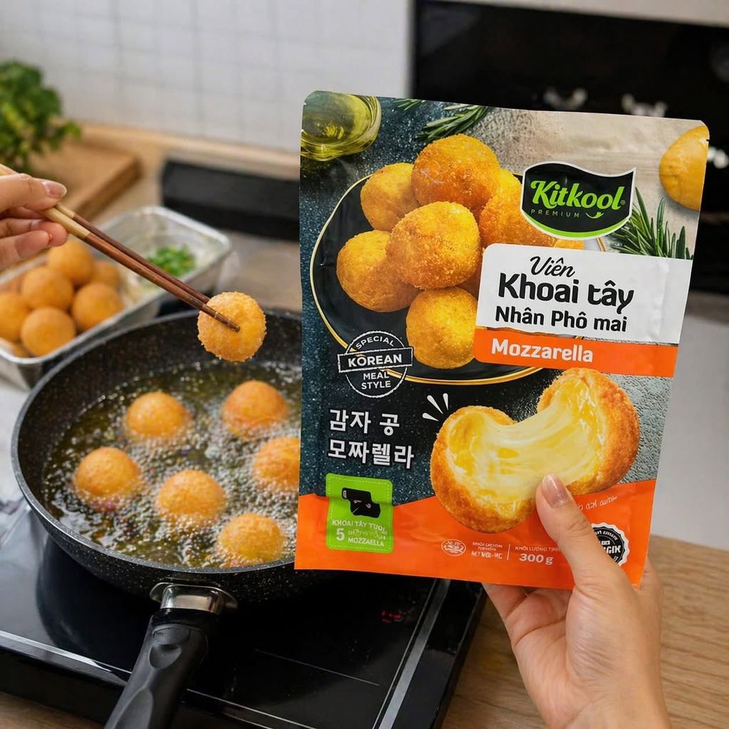 Viên Khoai Tây Phô Mai Mozzarella Kitkool - Gói 300g