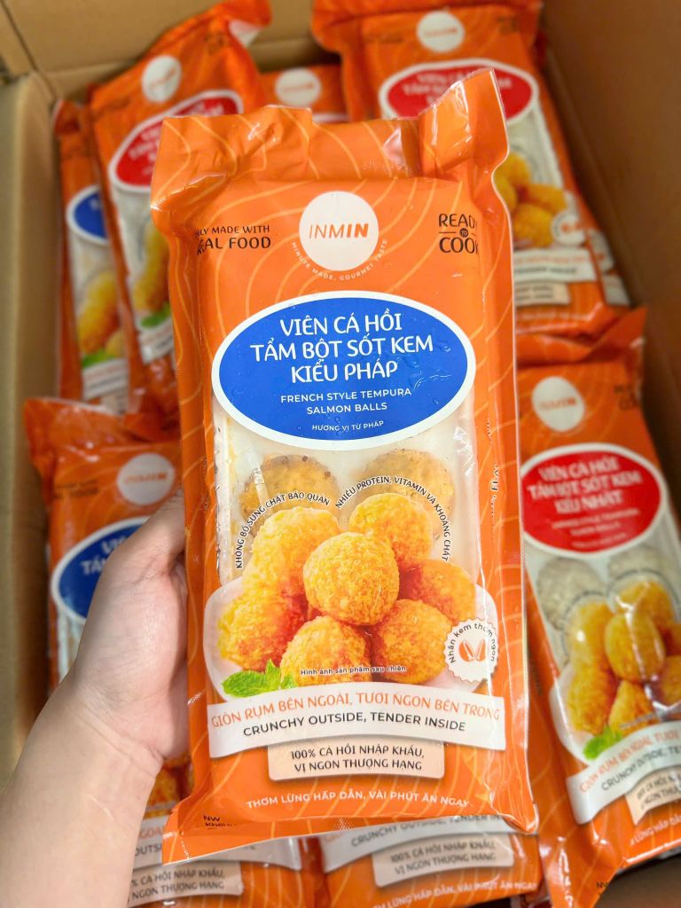 Viên Cá Hồi Tẩm Bột Sốt Kem Inmin - 200g