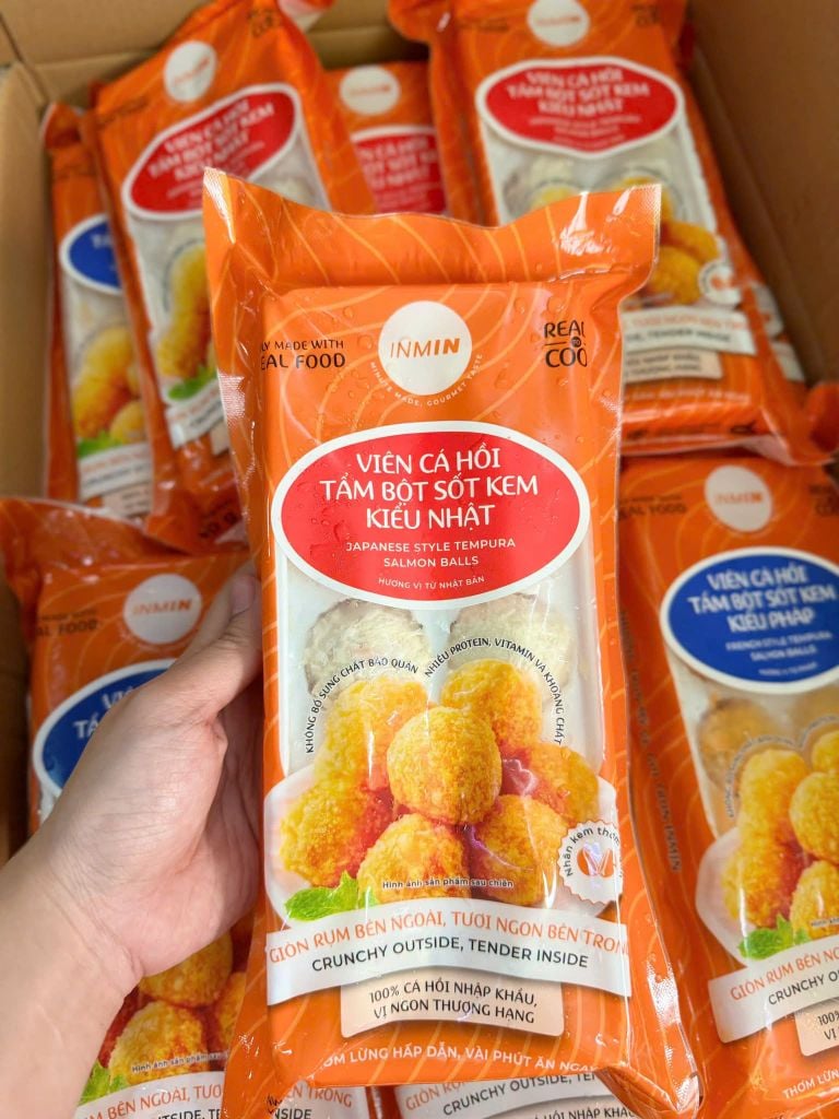 Viên Cá Hồi Tẩm Bột Sốt Kem Inmin - 200g