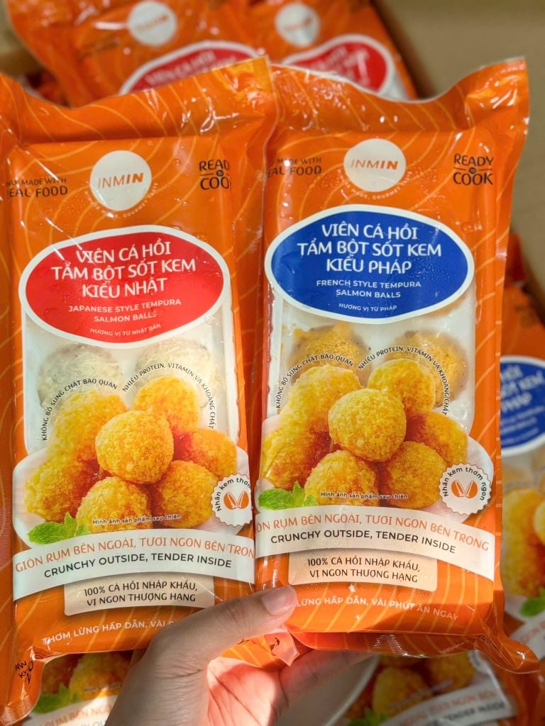 Viên Cá Hồi Tẩm Bột Sốt Kem Inmin - 200g